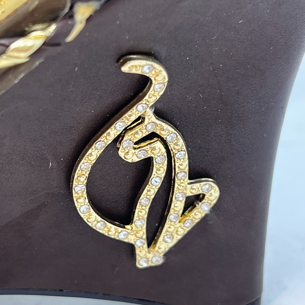 Baby Phat Gold/Brown Wedge Sandals Rhinestone Y2K Glam Women's US 10B VTG NEW - Picture 3 of 16